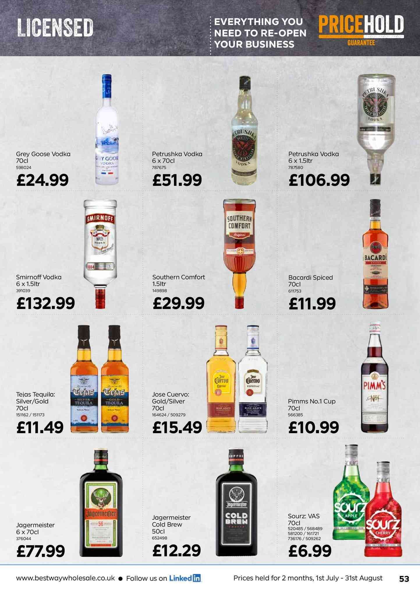 Vodka offers prices instore, catalogues and store opening times